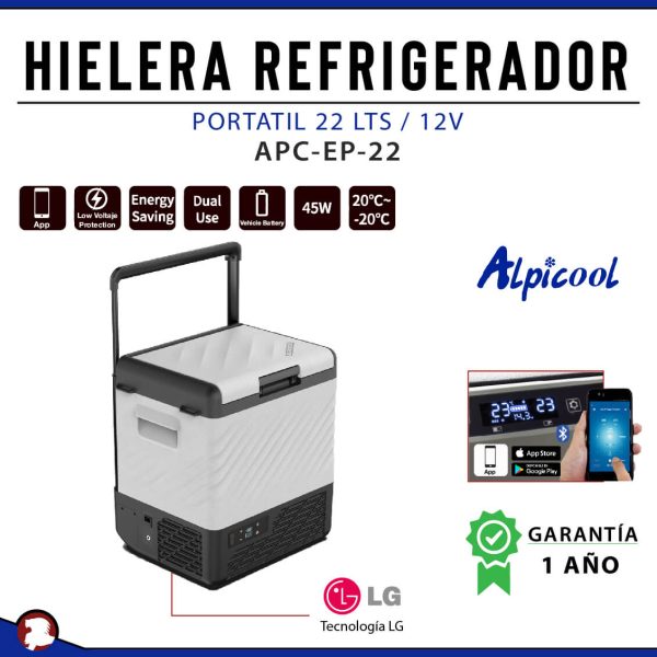 HIELERA REFRIGERADOR PORTATIL 22 LTS / 12V