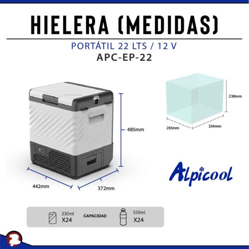 HIELERA REFRIGERADOR PORTATIL 22 LTS / 12V
