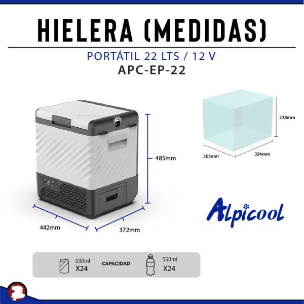 HIELERA REFRIGERADOR PORTATIL 22 LTS / 12V - Image 2