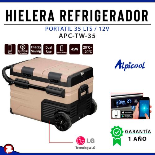 HIELERA REFRIGERADOR PORTATIL 35 LTS / 12V