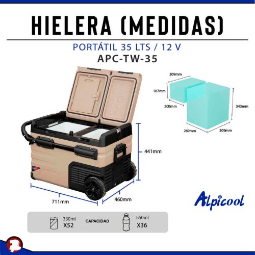 HIELERA REFRIGERADOR PORTATIL 35 LTS / 12V