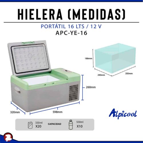 HIELERA REFRIGERADOR PORTATIL 16 LTS / 12V