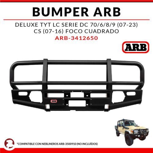 BUMPER ARB DELUXE TYT LC SERIE DC 70/76/78/79 (07-23) CS (07-16) FOCO CUADRADO
