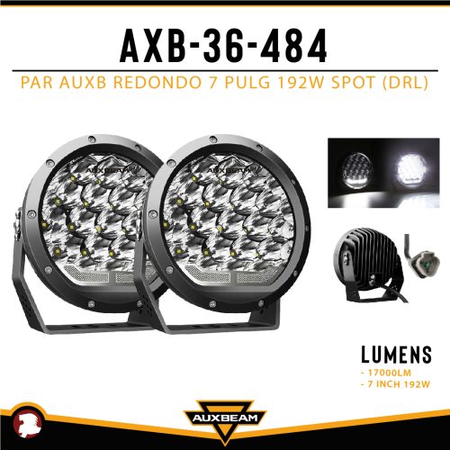 PAR AUXB REDONDO 7″ 192W SPOT (DRL)