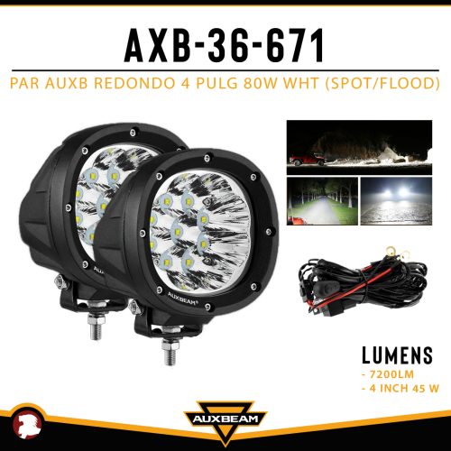 PAR AUXB REDONDO 4″ 80W WHT (SPOT/FLOOD)