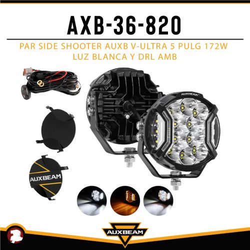 PAR AUXB SIDE SHOOTER  V-ULTRA 5″ 172W LUZ BLANCA Y DRL AMB