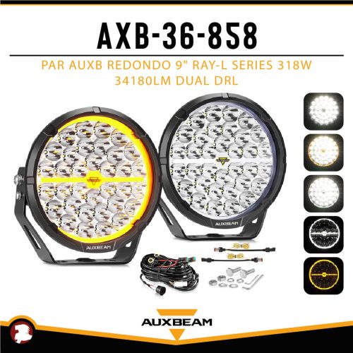 PAR AUXB REDONDO 9″ RAY-L SRS 318W 34180LM DUAL DRL