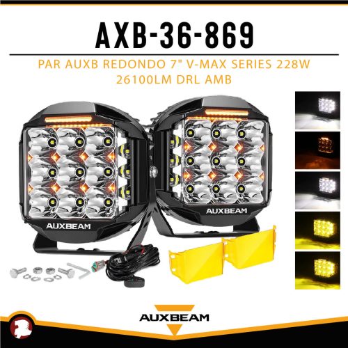 PAR AUXB REDONDO 7″ V-MAX SRS 228W 26100LM DRL AMB