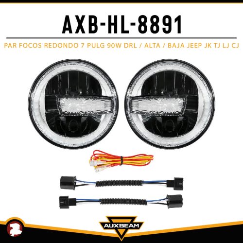 PAR FOCOS REDONDO 7 PULG 90W DRL / ALTA / BAJA JEEP JK TJ LJ CJ