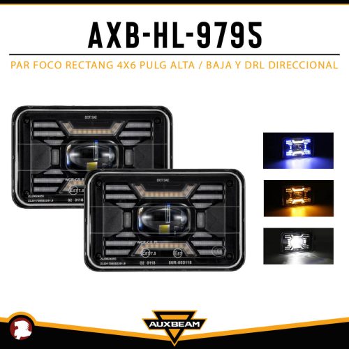PAR FOCOS RECTANG 4X6 PULG ALTA / BAJA Y DRL DIRECCIONAL