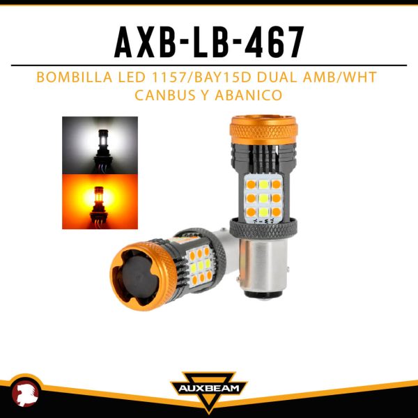 BOMBILLA LED 1157/BAY15D DUAL AMB/WHT CANBUS Y ABANICO