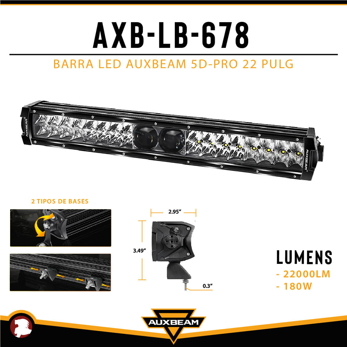 BARRA LED AUXBEAM 5D-PRO 22 PULG - REACSA