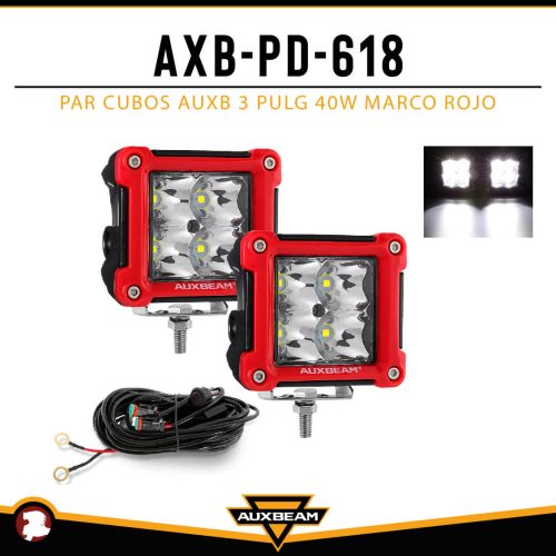 PAR CUBOS AUXB 3″ 40W MARCO ROJO