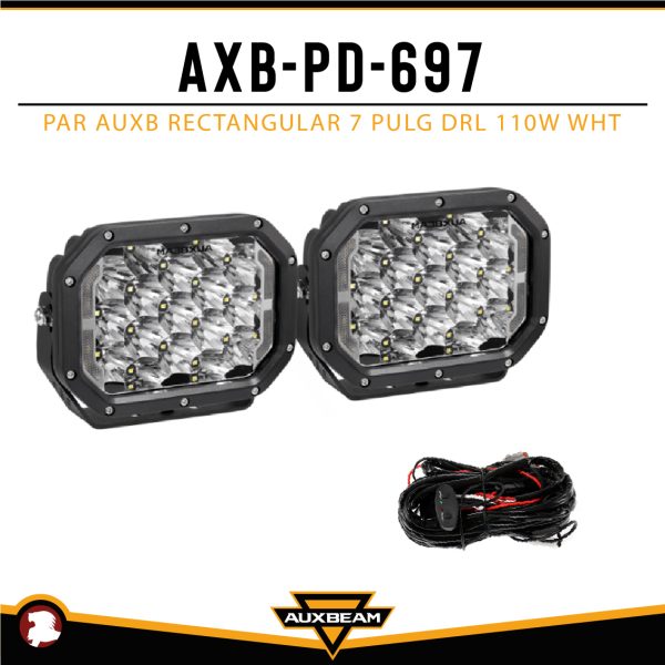 PAR AUXB RECTANGULAR 7" DRL 110W WHT