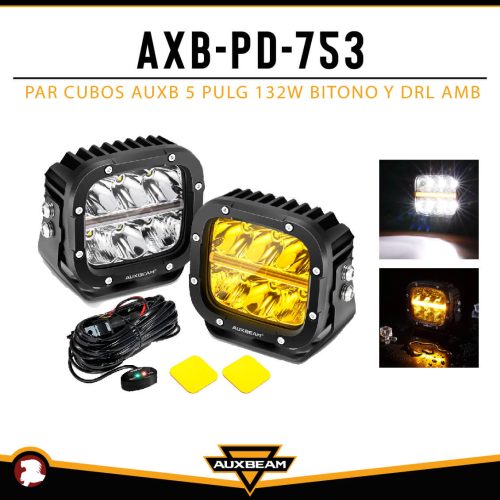 PAR CUBOS AUXB 5″ 132W BITONO Y DRL AMB