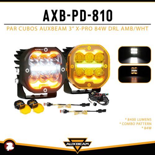 PAR CUBOS AUXB 3″ X PRO 84W DRL AMB / WHT