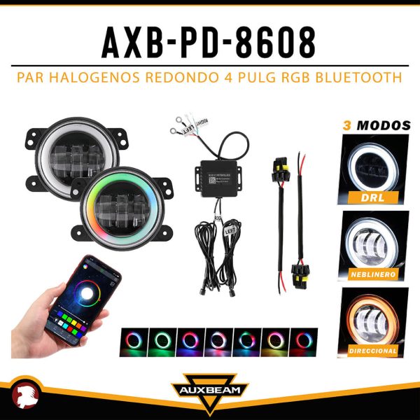 PAR NEBLINEROS REDONDO 4" RGB BLUETOOTH