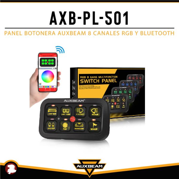 PANEL BOTONERA AUXBEAM 8 CANALES RGB Y BLUETOOTH