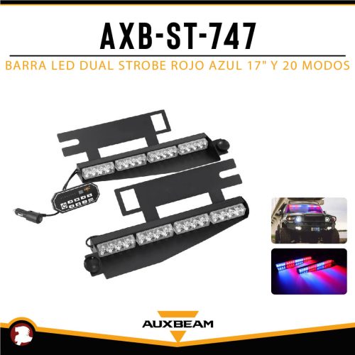 BARRA LED DUAL STROBE ROJO AZUL 17″ Y 20 MODOS