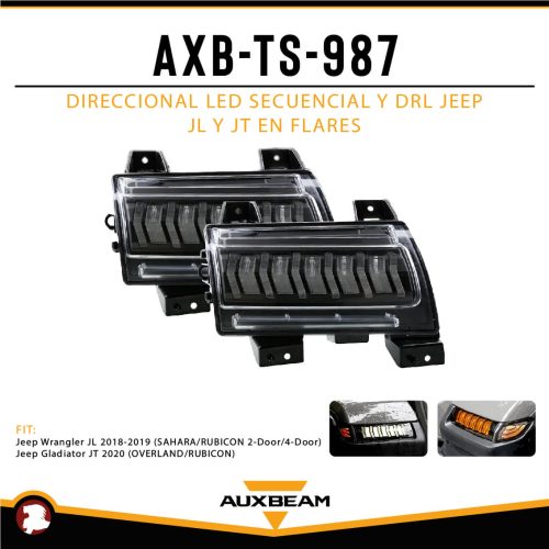 DIRECCIONAL LED SECUENCIAL Y DRL JEEP JL Y JT EN FLARES