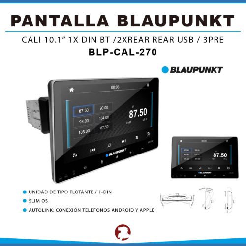 PANTALLA BLAUPUNKT CALI 10.1 1X DIN BT / 2XREAR USB / 3PRE