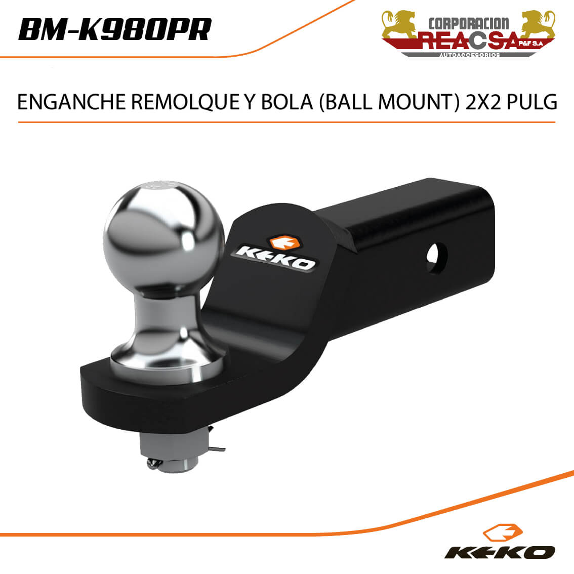 ENGANCHE REMOLQUE Y BOLA (BALL MOUNT) 2X2 PULG - REACSA