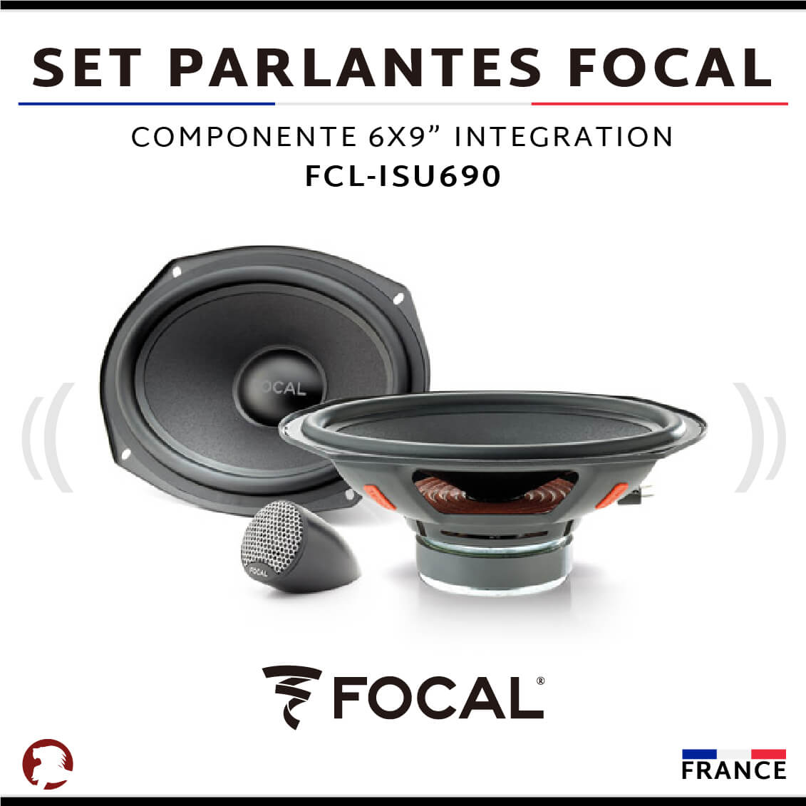 Haut-parleurs Voiture Focal ISU690 - Kit 2 Voies 6x9 Pouces, 80 W RMS, Membrane Polyverre, Pour Un Son Clair Et Puissant En Voiture