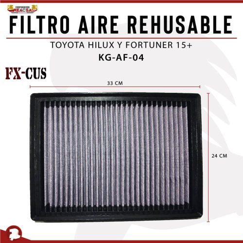 FILTRO AIRE REHUSABLE HILUX Y FORTUNER 15+
