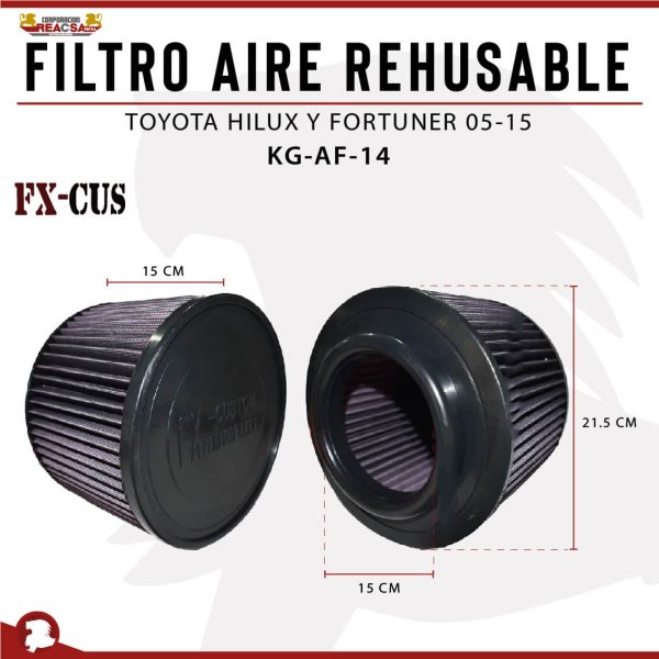 FILTRO AIRE REHUSABLE HILUX Y FORTUNER 05-15