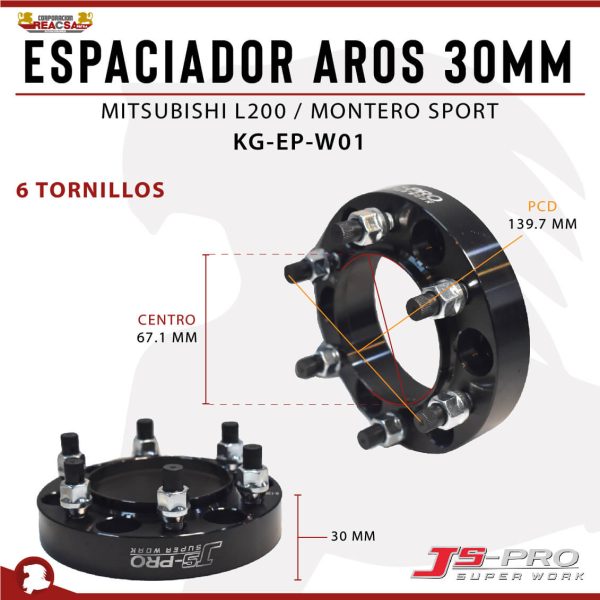 ESPACIADOR AROS 30MM (6X139.7) CENTRO 67.1MM L200/MONT SPORT