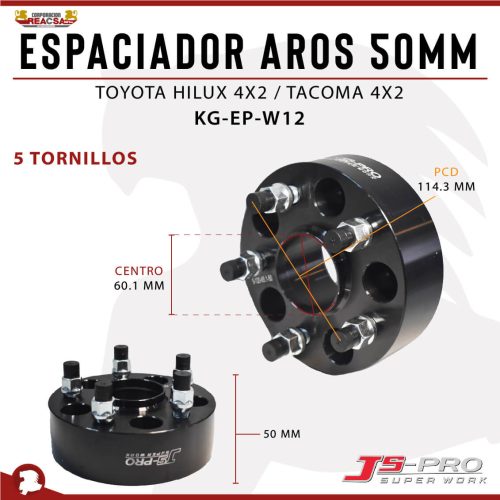 ESPACIADOR AROS 50MM (5X114.3) CENTRO 60.1MM HILUX 4X2/TACOMA 4X2