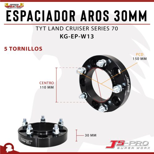 ESPACIADOR AROS 30MM (5×150) CENTRO 110MM TYT SERIE 70