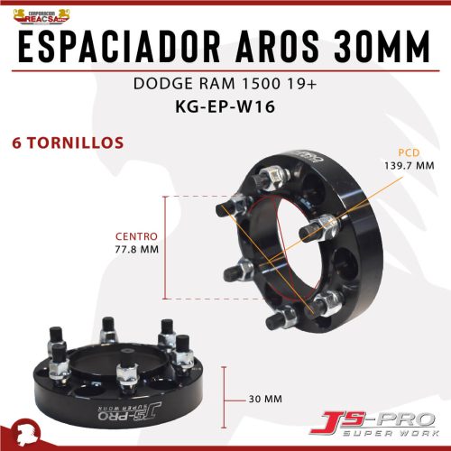 ESPACIADOR AROS 30MM (6×139.7) CENTRO 77.8 MM RAM 19+