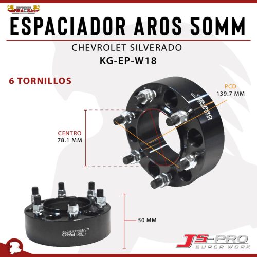 ESPACIADOR AROS 50MM  (6×139.7) CENTRO 78.1 MM SILVERADO