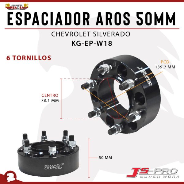 ESPACIADOR AROS 50MM  (6x139.7) CENTRO 78.1 MM SILVERADO