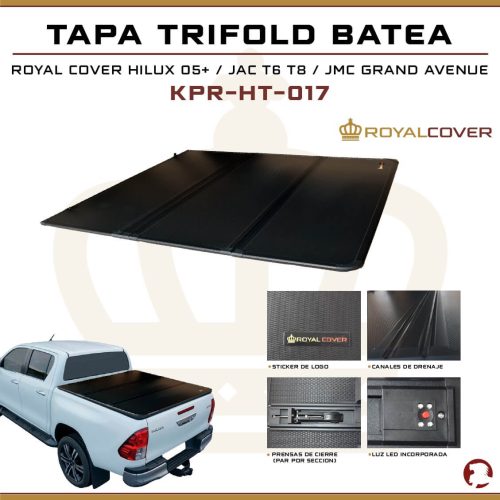 TAPA TRIFOLD BATEA HILUX 05+/ JAC T6 7 8/ JMC GRAND AVENUE / FOTON G7