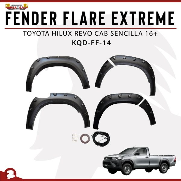 FENDER FLARE EXTREME HILUX CAB SENCILLA 16+