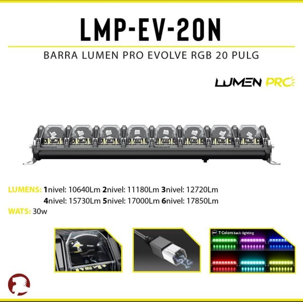 BARRA LUMEN PRO EVOLVE RGB 20 PULG