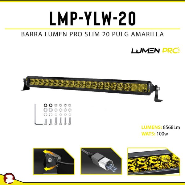 BARRA LUMEN PRO SLIM 20 PULG AMARILLA