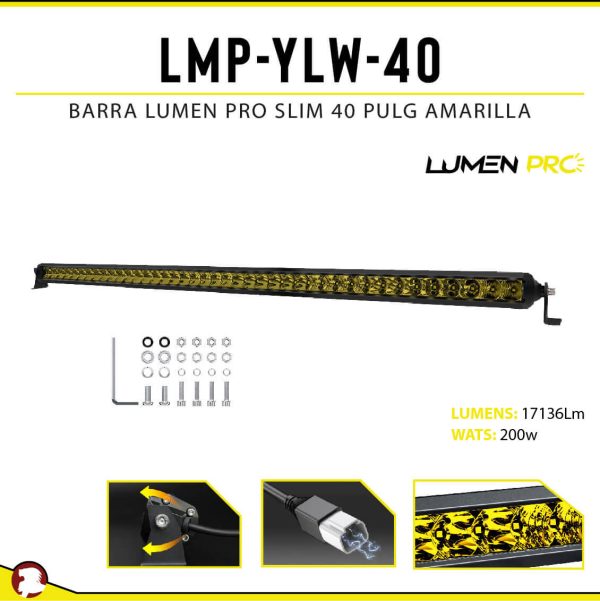 BARRA LUMEN PRO SLIM 40 PULG AMARILLA