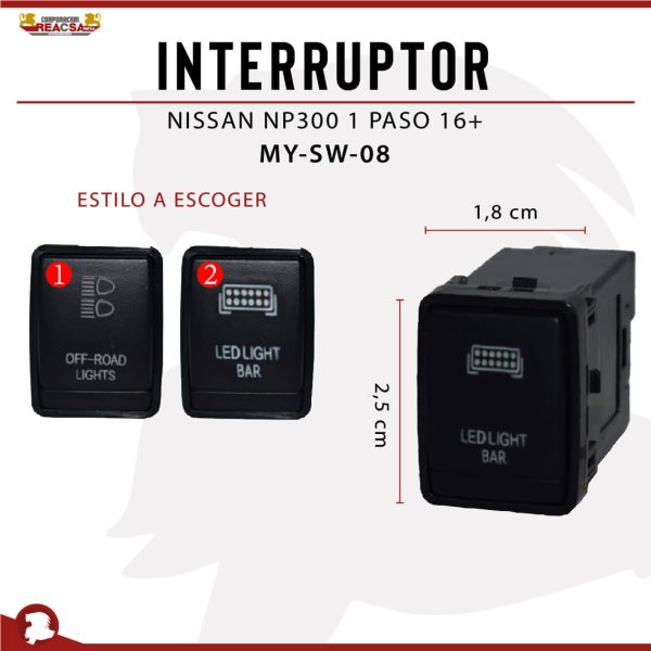 INTERRUPTOR NISSAN NP300 1 PASO 16+
 (25*18 MM)