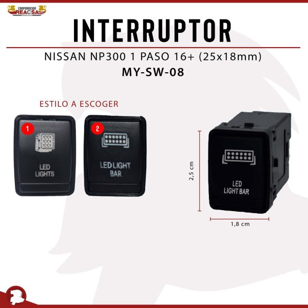 INTERRUPTOR NISSAN NP300 1 PASO 16+
 (25*18 MM)