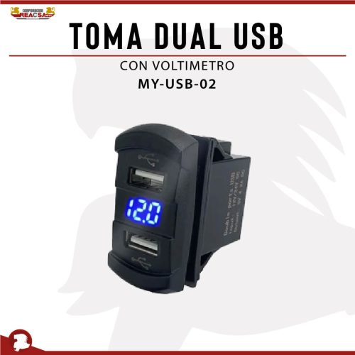 TOMA DUAL USB CON VOLTIMETRO