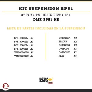 KIT SUSPENSION BP51 +2″ TYT HILUX 15+
