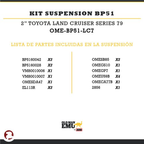 KIT SUSPENSION BP51 +2″ TYT LC SERIE 79