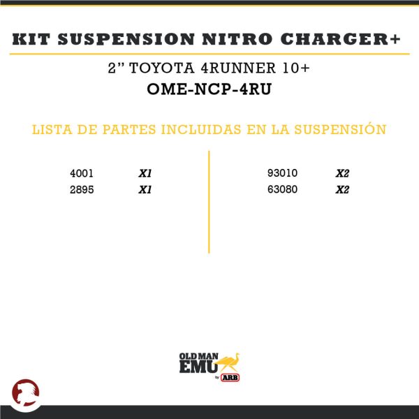 KIT SUSPENSION NITRO CHARGER + 2" TYT 4RUNNER 10+ - Image 2