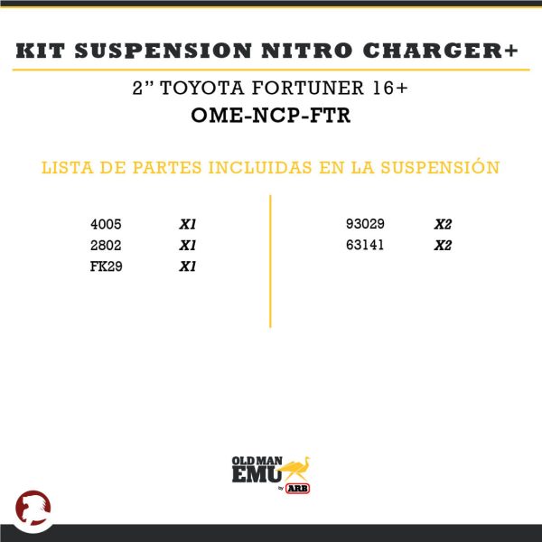 KIT SUSPENSION NITRO CHARGER + 2" TYT FORTUNER 16+ - Image 2