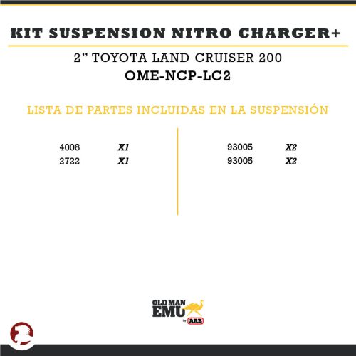 KIT SUSPENSION NITRO CHARGER + 2″ TYT LC200