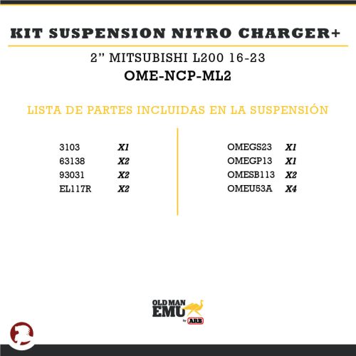 KIT SUSPENSION NITRO CHARGER + 2″ L200 16-23
