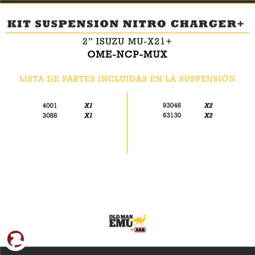 KIT SUSPENSION NITRO CHARGER + 2″ MU-X 21 ON